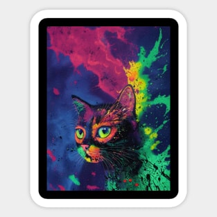 Trippy Multicolored Cat Sticker